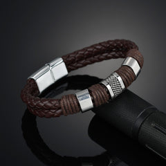 Stainless Steel/Braided Leather Bracelet