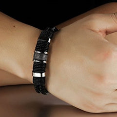 Stainless Steel/Braided Leather Bracelet